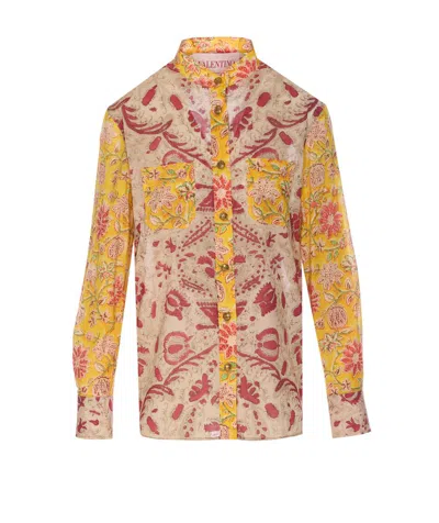 Valentino Crewneck Floral Pattern Collared Neck In Multi