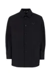 Valentino Rear Yoke Wool Blend Shirt In Navy