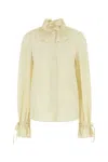 Valentino Silk Blouse With Ruffled Collar And Cuffs In Neutral