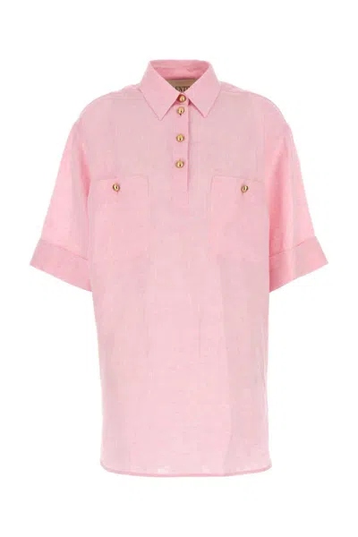 Valentino Linen Blouse With Button Detailing And Pockets In Pink