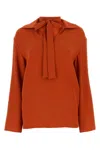 Valentino Garavani Brick Crepe Blouse In Red
