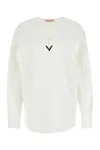 Valentino Garavani White Cotton Blend Blouse In White