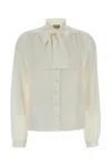 Valentino Silk Shirt With Bow Tie Neck In White