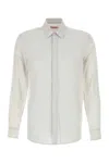 Valentino Long-sleeved Shirt In Cotton Poplin With Flower Patch In White