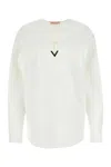 Valentino Garavani White Cotton Blend Blouse In White