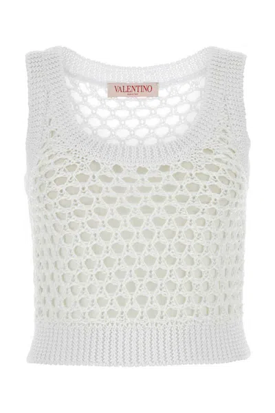 Valentino Top Aus Viskose Und Lurex Mit Pailletten Frau Weiss S In White