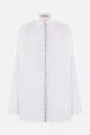 Valentino Compact Embroidered Shirt In White+strass