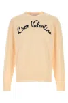 Valentino Beige Embroidered Wool Sweater In Yellow