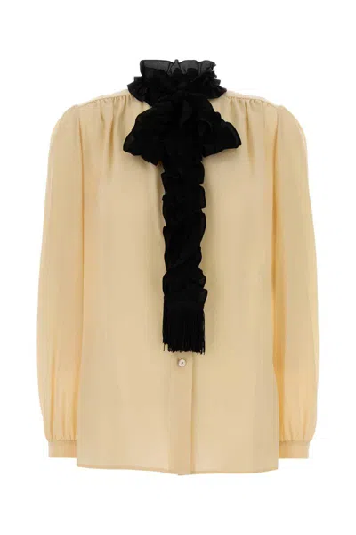 Valentino Garavani Yellow Silk Shirt In Multi