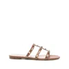 Valentino Garavani Rockstud Leather Flat Sandals In Brown