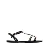 Valentino Rockstud Flat Sole Open Toe Sandals In Black