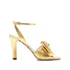 Valentino 100mm Bow-embellished Ankle-strap Sandals In Gold