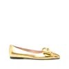 Valentino Bow Leather Ballerina Flat In Gold