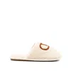 Valentino Logo-embroidered Slippers In White