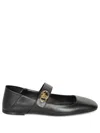 Valentino Vlogo Mary Jane Leather Ballerina Flat In Black