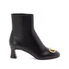 Valentino 60mm Logo-plaque Leather Boots In Black