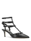 Valentino Black Leather Mid Heel Pumps In Black