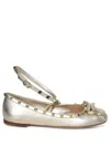 Valentino Rockstud Ballerinas In Laminated Nappa Leather In Grey