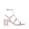 Valentino Rockstud Open-toe Leather Heeled Sandals In Neutrals