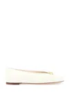 Valentino Vlogo Medallion Calfskin Ballerina Flats In White