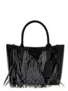 Valentino Small Tote Vlogo Top Handles Fringe Detailing Luggage Tag In Black