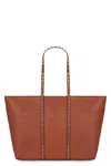 Valentino Garavani Shopping Rockstud Bag In Leather In Brown