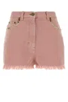 Valentino Knee Length Shorts Frayed Hem Floral Pockets Belt Loops In Brown