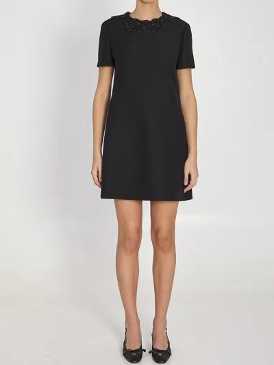 Valentino Garavani Short Dress With Embroidery In Black