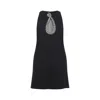 Valentino Garavani Rhinestone Snake Embroidery Crepe Couture Short Dress In Black