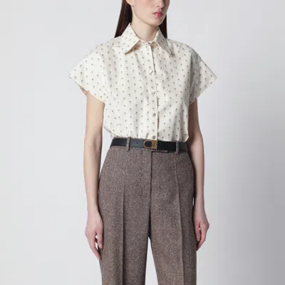 Valentino Garavani Short-sleeved Floral Shirt In White