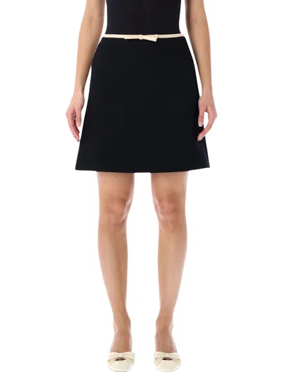 Valentino Garavani Short Wool Tweed Skirt With Crepe Couture Bow In Black