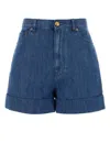Valentino Denim Shorts With Back Pockets And Belt Loops In Blue
