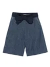 Valentino Garavani Denim Bermuda Shorts With Oversized Bow In Blue