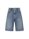 Valentino Denim Shorts With Back Pockets And Belt Loops In Blue Denim
