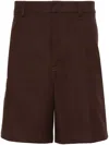 Valentino Tailored Stretch Cotton Blend Shorts In Brown