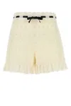 Valentino Lace Shorts With Bow And Scalloped Hem In Neutral