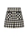 Valentino Womens Avorio Nero Houndstooth High-rise Tweed Woven Shorts In White