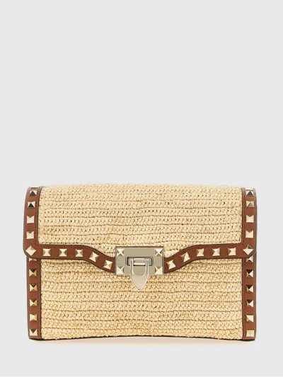 Valentino Garavani Shoulder Clutch Bag Adjustable Strap Studs In Brown