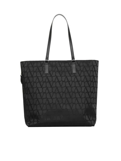 Valentino Garavani Toile Iconographe Fabric Tote Bag In Black
