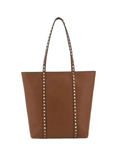 Valentino Garavani Brown Rockstud Tote Bag