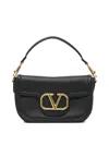 Valentino Textured Shoulder Bag Adjustable Strap In Black