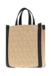 Valentino Beige V Logo Jacquard Tote Bag In 716