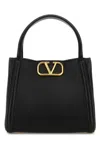 Valentino Black Leather Vlogo Handbag In Black