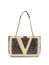 Valentino Viva Superstar Small Shearling Shopping Shoulder Bag In Black