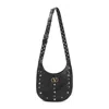 Valentino Garavani Hoboho Hobo Bag In Chevron-patterned Nappa Leather With Studs In Black