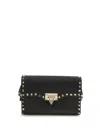 Valentino Black Calf Leather Bos Taurus Shoulder Bag In Black
