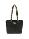 Valentino Garavani  Garavani Laseine Shopping Bag In Nappa Leather With A Chevron Pattern W In Black