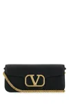 Valentino Brass Plated Calfskin Shoulder Bag In Black