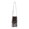 Valentino Fringed Suede Shoulder Bag With Adjustable Strap In Black