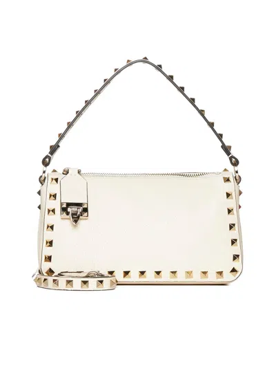 Valentino Garavani Rockstud Small Leather Shoulder Bag In White